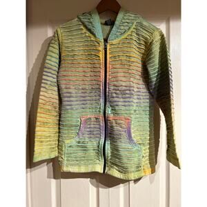 Vintage 90s Rising International Boho Colorful Art Hoodie Size M